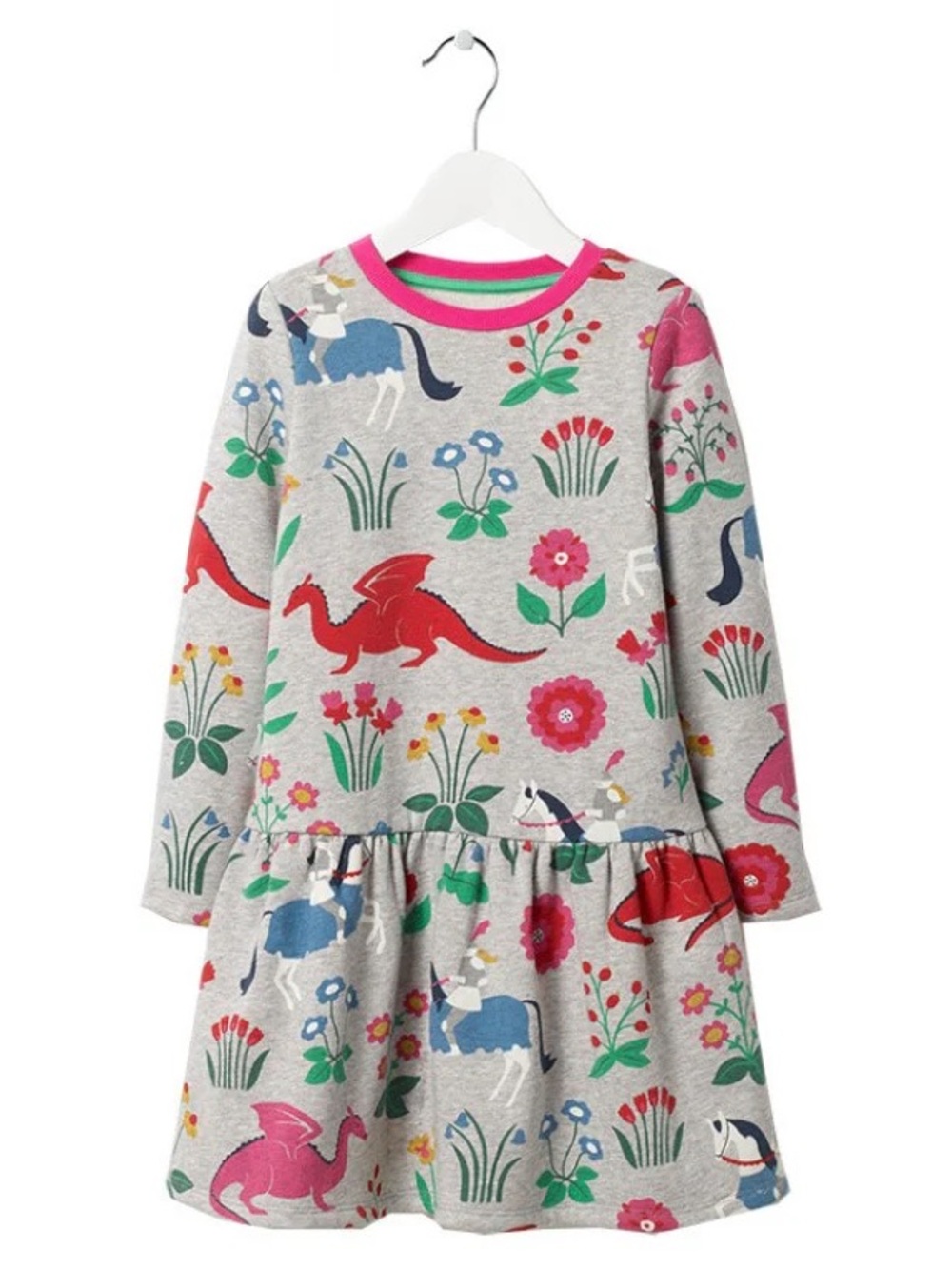 Mini Boden Dragon Fairytale Long Sleeve Fleece Sweatshirt Girls Kids Dress 4-5Y